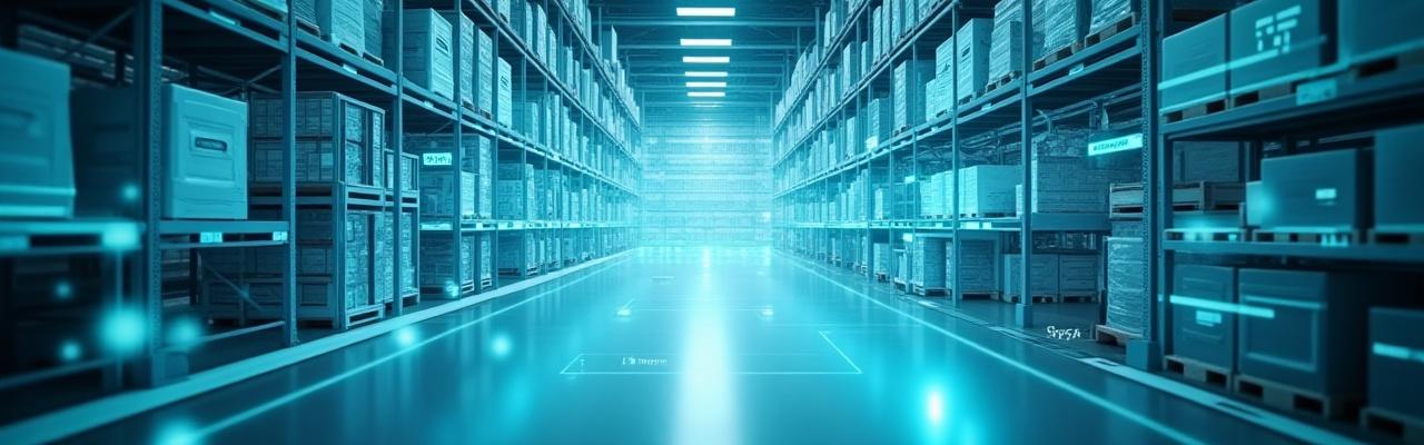 Digitális iker technológia vizualizációja egy logisztikai központról