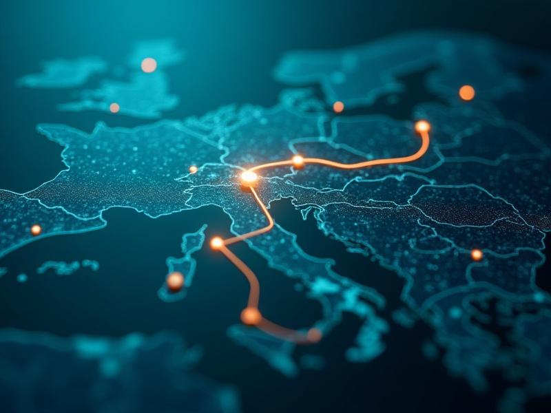 Dinamikus térkép, amely optimalizált logisztikai útvonalakat mutat Budapest környékén, mesterséges intelligencia által generált útpontokkal